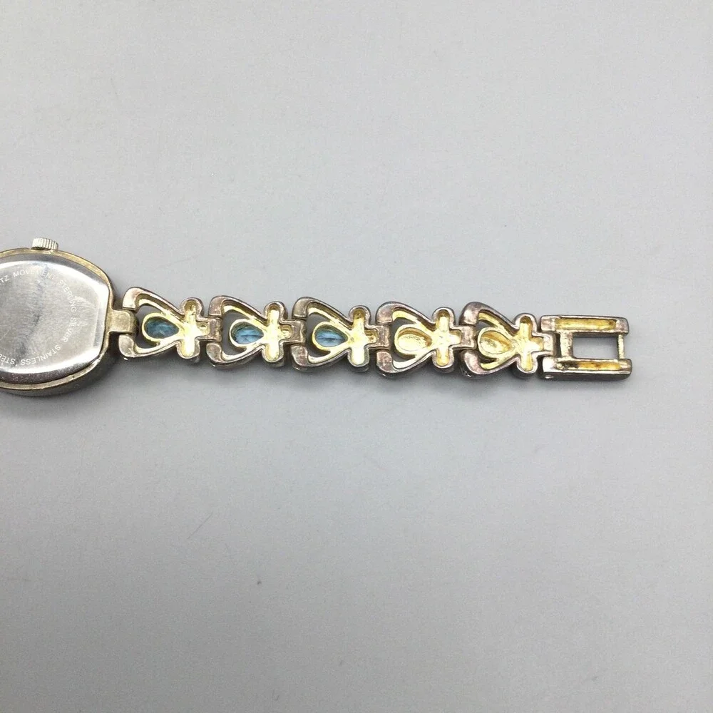 Aria Womens Watch 20mm Sterling Silver MOP Dial Blue Bracelet New Battery 6.5